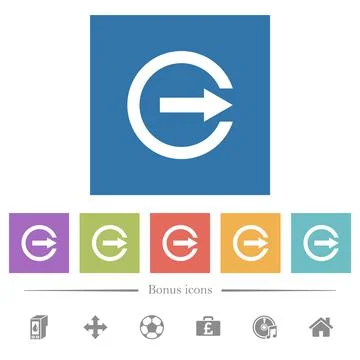 Export with inner arrow flat white icons in square backgrounds Stock Illustration