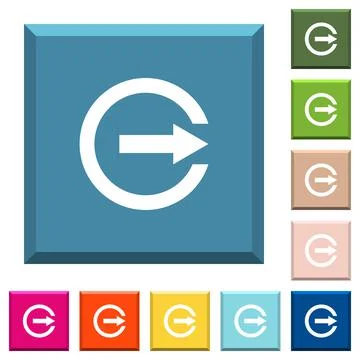 Export with inner arrow white icons on edged square buttons Illustrazione stock