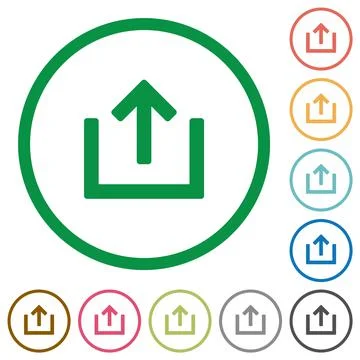 Export item flat icons with outlines Stock Illustration