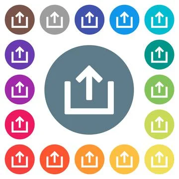 Export item flat white icons on round color backgrounds Stock Illustration