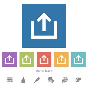 Export item flat white icons in square backgrounds Illustrazione stock
