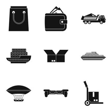 Export item icons set, simple style Stock-Illustration