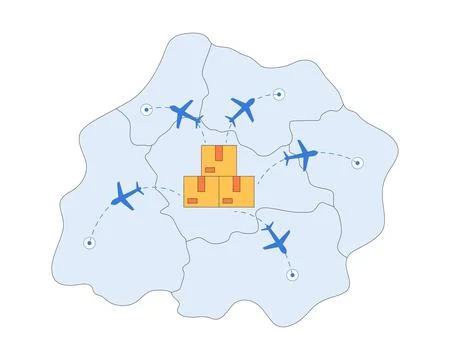 Export logistics 2D illustration concept Stock Illustration