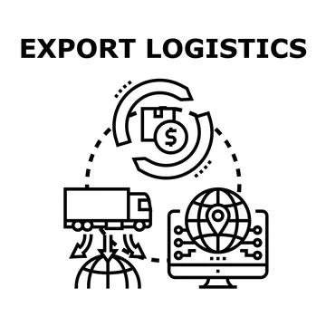 Export logistics concept showing global goods shipping and trade Stock Illustration