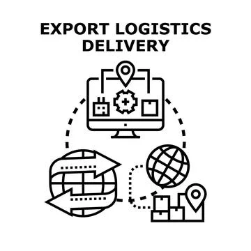 Export logistics delivery global supply chain management concept Stock Illustration