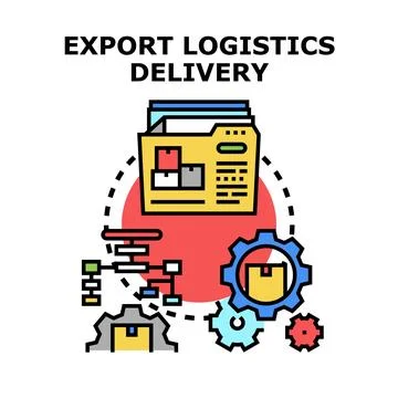 Export logistics delivery system for international cargo shipping Stock Illustration