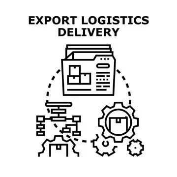 Export logistics delivery system for international cargo shipping Stock Illustration