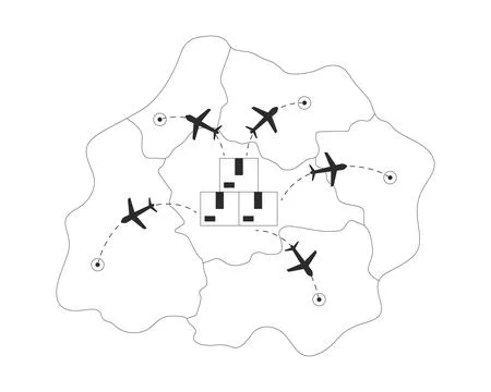 Export logistics line illustration concept Stock Illustration