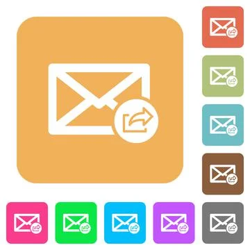 Export mail rounded square flat icons Stock Illustration