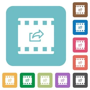 Export movie rounded square flat icons 스톡 일러스트