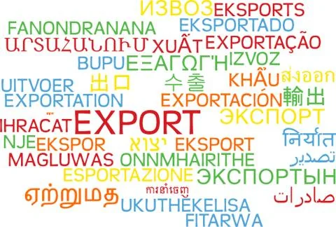 Export multilanguage wordcloud background concept Stock Illustration