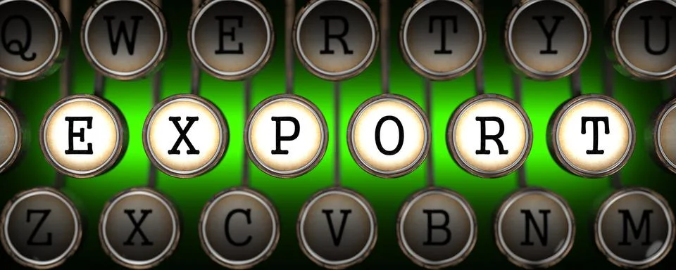 Export on Old Typewriter's Keys. Stock Illustration
