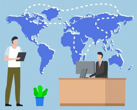 Export or Import, Logistics Worldwide, Map Vector Stock Illustration