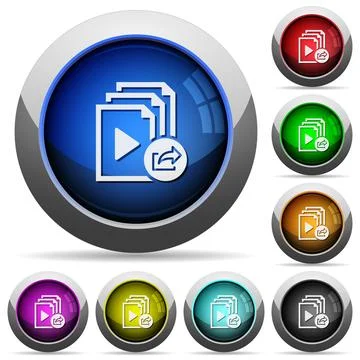 Export playlist round glossy buttons Stock Illustration
