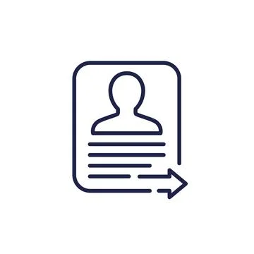 Export profile or personal data line icon on white, vector Illustrazione stock