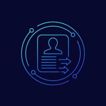 Export profile, personal data icon, linear design Stock Illustration