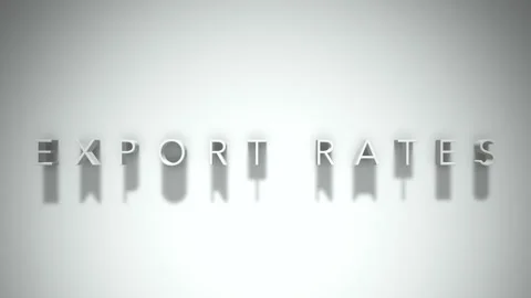 Export rates  3D title animation white text on a white background Stock Footage 299636543