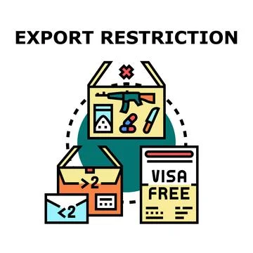 Export restriction of prohibited goods and travel permits Stock Illustration