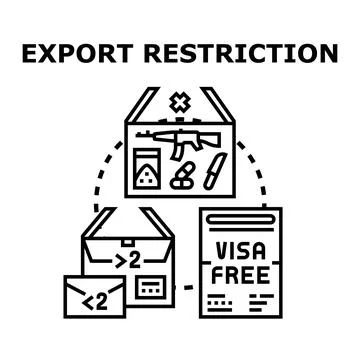 Export restriction of prohibited goods and travel permits Stock Illustration