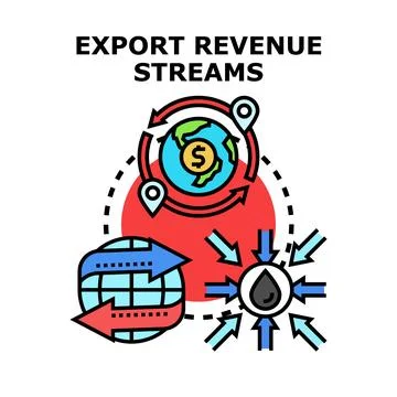 Export revenue streams global commerce economy concept Stock Illustration