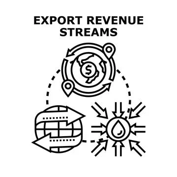 Export revenue streams global commerce economy concept Stock Illustration
