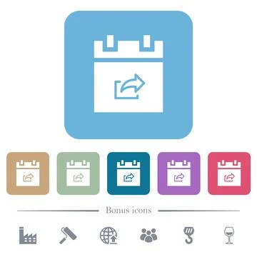 Export schedule item flat icons on color rounded square backgrounds Stock-Illustration