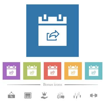 Export schedule item flat white icons in square backgrounds Stock-Illustration