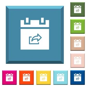 Export schedule item white icons on edged square buttons Stock-Illustration