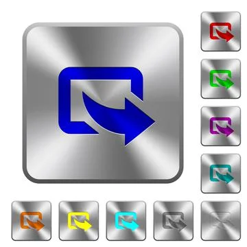 Export symbol with bottom right arrow rounded square steel buttons Stock Illustration