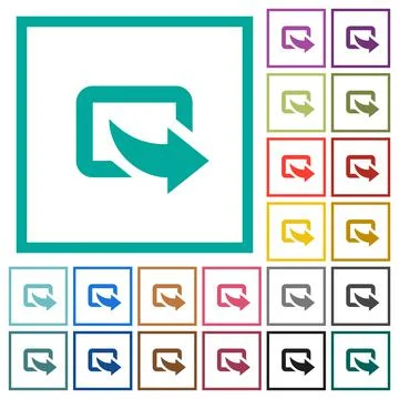 Export symbol with bottom right arrow flat color icons with quadrant frames 库存插图