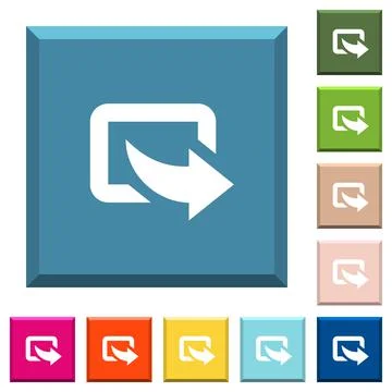 Export symbol with bottom right arrow white icons on edged square buttons Illustrazione stock