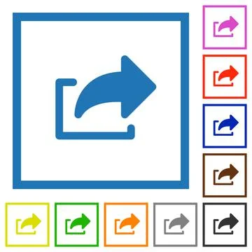 Export symbol flat framed icons Stock Illustration