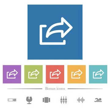 Export symbol flat white icons in square backgrounds Illustrazione stock