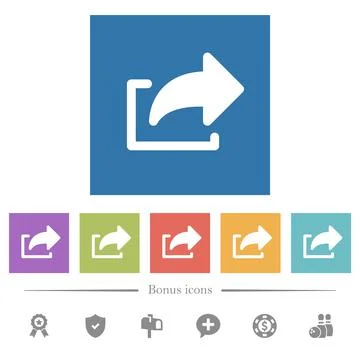 Export symbol flat white icons in square backgrounds Stock Illustration