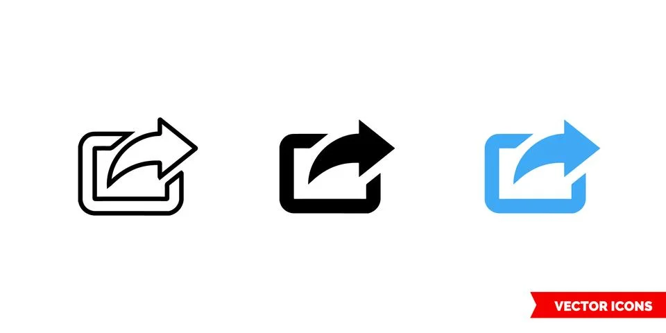Export symbol icon of 3 types color, black and white, outline. Isolated vector Stock Illustration