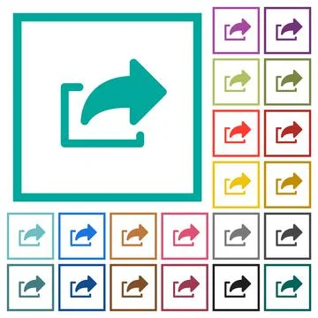 Export symbol solid flat color icons with quadrant frames Illustrazione stock