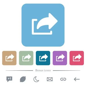 Export symbol solid flat icons on color rounded square backgrounds Illustrazione stock