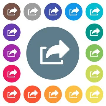 Export symbol solid flat white icons on round color backgrounds イラスト素材