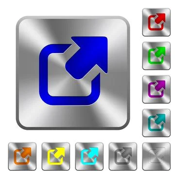 Export symbol with upper right arrow rounded square steel buttons Stock Illustration