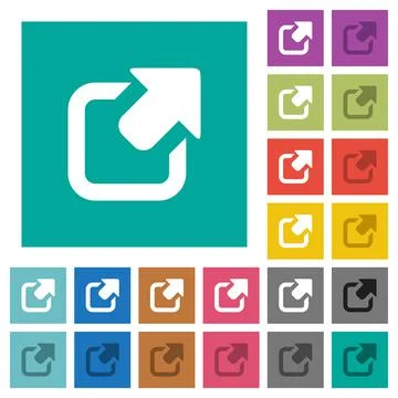 Export symbol with upper right arrow square flat multi colored icons Stock Illustration
