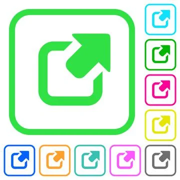 Export symbol with upper right arrow vivid colored flat icons icons Illustrazione stock