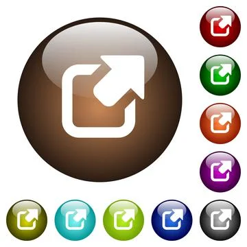 Export symbol with upper right arrow color glass buttons Stock Illustration