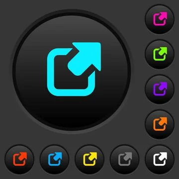 Export symbol with upper right arrow dark push buttons with color icons Illustrazione stock
