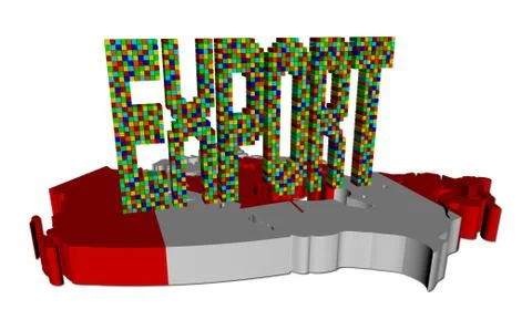 Export text made of containers on canada map flag illustration Illustrazione stock