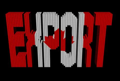 Export text made of containers with canadian flag illustration Illustrazione stock