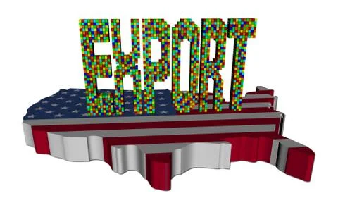 Export text made of containers on usa map flag illustration Stock Illustration