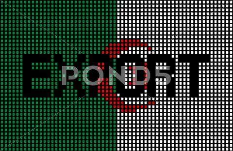 Export text over Algerian flag barrels illustration Stock Illustration