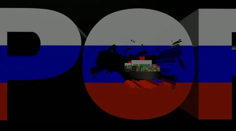 Export text with Russia flag and container ships animation Stock Footage