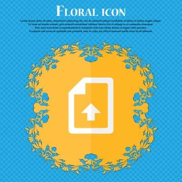 Export, Upload file . Floral flat design on a blue abstract background with p Illustrazione stock