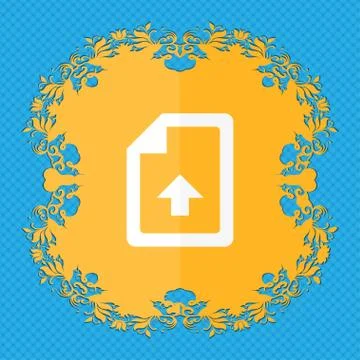 Export, Upload file . Floral flat design on a blue abstract background with plac Illustrazione stock